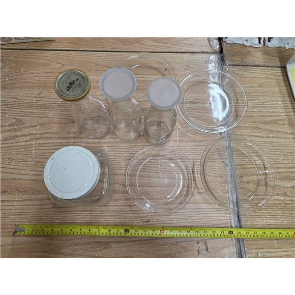 Glass pie plates and jugs