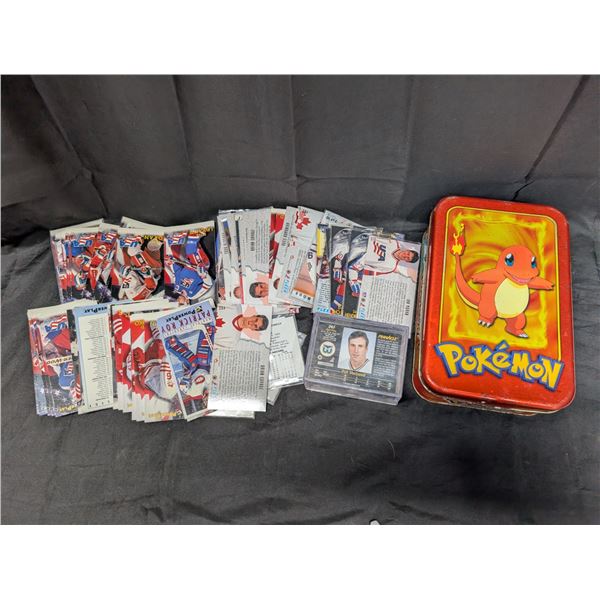 Vintage TV Animation Edition Tin Container full of Misc. Hockey Cards