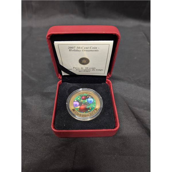 Royal Canadian Mint 2007 50 Cent Coin  "Holiday Ornaments"