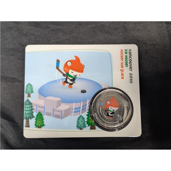 Vancouver 2010 Ice Hockey Royal Canadian Mint 50 Cent Coin