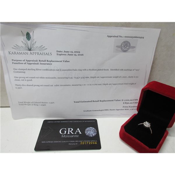 1.00 CT GRA CERTIFIED ROUND BRILLIANT CUT MOISSANITE STONE VVS D COLOR WITH 35 ROUND BRILLIANT CUT C