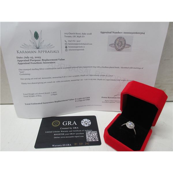 2.00 CT GRA CERTIFIED OVAL BRILLIANT CUT MOISSANITE STONE VVS D COLOR WITH 32 ROUND BRILLIANT CUT CU