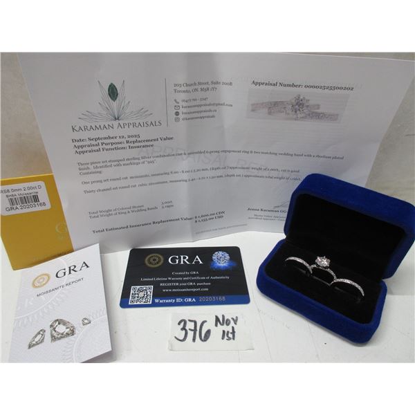 2.00 CT GRA CERTIFIED ROUND BRILLIANT CUT MOISSANITE STONE VVS D COLOR WITH 30 ROUND BRILLIANT CUT C