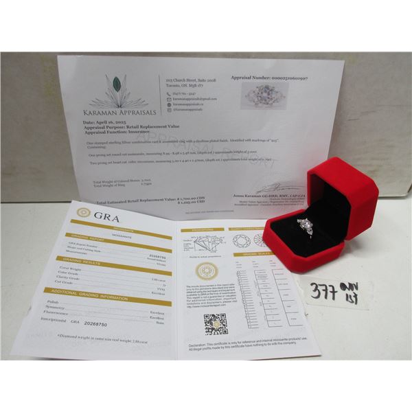 3.00 CT GRA CERTIFIED ROUND BRILLIANT CUT MOISSANITE STONE VVS D COLOR SET IN CENTER WITH HEART SHAP