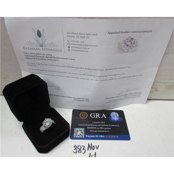 5.00 CT GRA CERTIFIED ROUND BRILLIANT CUT MOISSANITE STONE VVS D COLOR SET WITH 130 ROUND BRILLIANT 