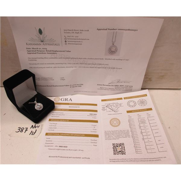 1.00 CT GRA CERTIFIED ROUND BRILLIANT CUT MOISSANITE STONE VVS D COLOR WITH 50 ROUND BRILLIANT CUT C