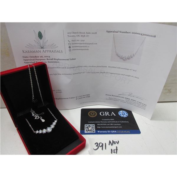 2.80 CT TW GRA CERTIFIED ROUND BRILLIANT CUT MOISSANITE STONE VVS D COLOR WITH THE 7 MOISSANITE STON