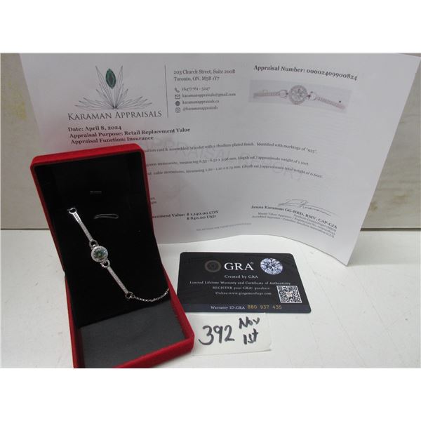 1.10 CT GRA CERTIFIED ROUND BRILLIANT CUT MOISSANITE STONE VVS VERY LIGHT GREEN COLOR WITH 86 ROUND 