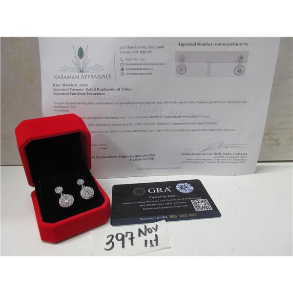 2.00 CT GRA CERTIFIED ROUND BRILLIANT CUT MOISSANITE STONE VVS D COLOR WITH 28 ROUND BRILLIANT CUT C