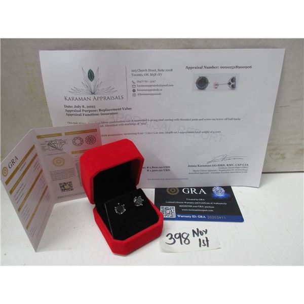 4.00 CT TW GRA CERTIFIED ROUND BRILLIANT CUT MOISSANITE STONES VVS BLACK COLOR SET IN 6 CLAW FILAGRE