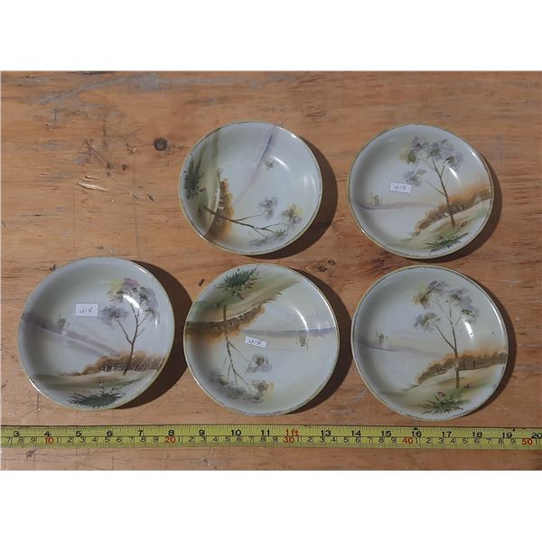 (5) Hand Painted Dessert Bowls.
