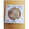 Image 2 : Silver 1922 USA peace dollar
