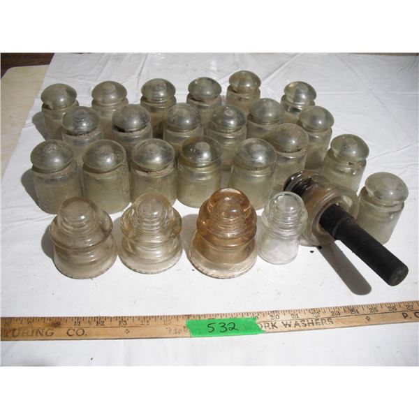 Vintage clear glass insulators