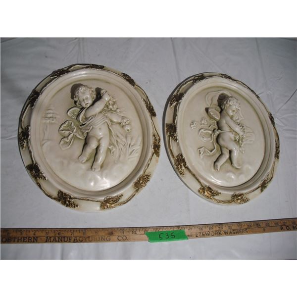 Vintage danesi art cherub wall hangings-13" by 14.5"