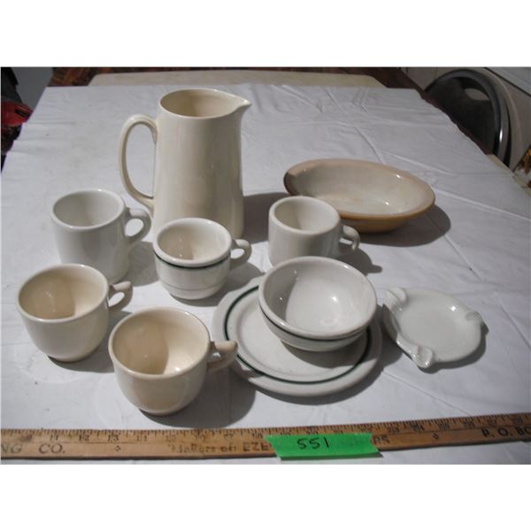 Vintage stoneware items- newhall pitcher