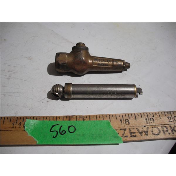Vintage schrader brass air nozzel and tire gauge