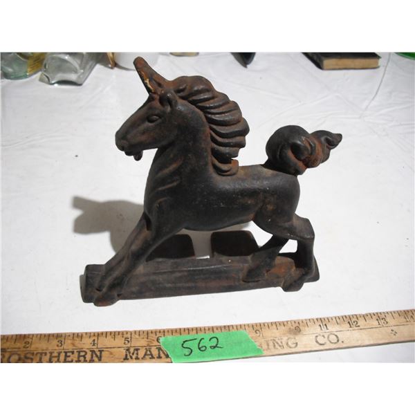 Vintage cast iron horse door stop- 7.5"H