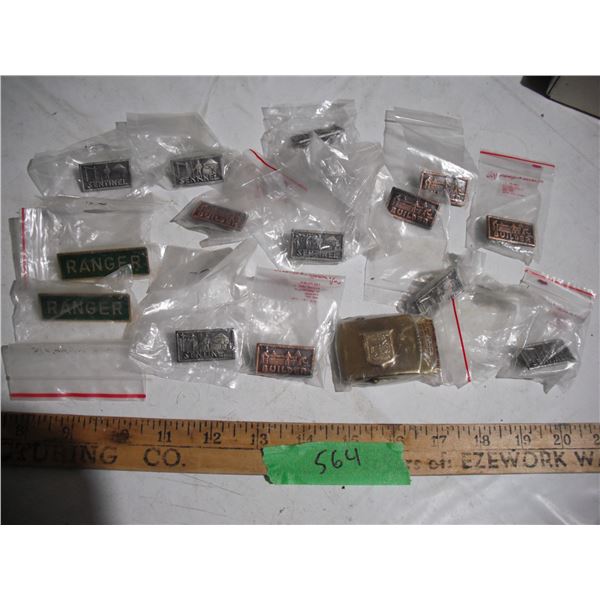 Christian service pin badges and solid brass service belt buckle