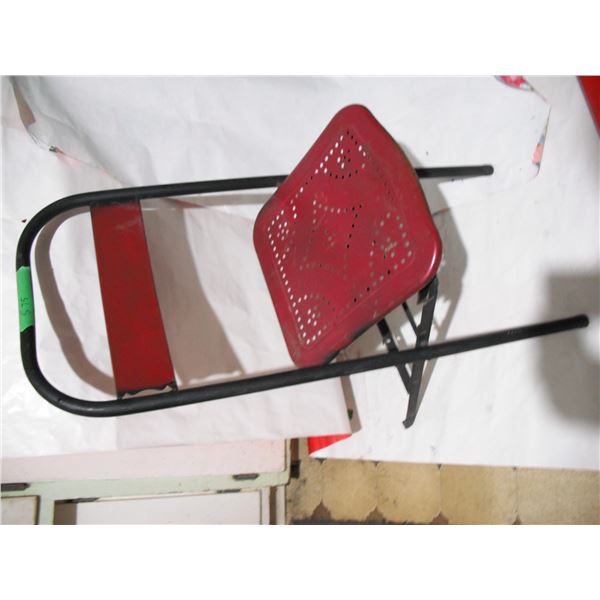 Rare 1920's metal art deco folding chairs with punched pattern seat