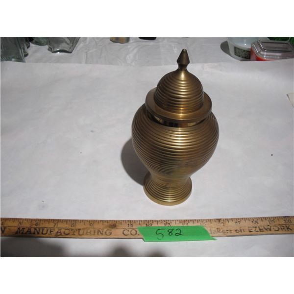 Vintage brass urn with lid-9"H