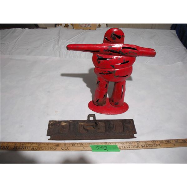 Cast iron slidins vent door with inukshut- 12"H