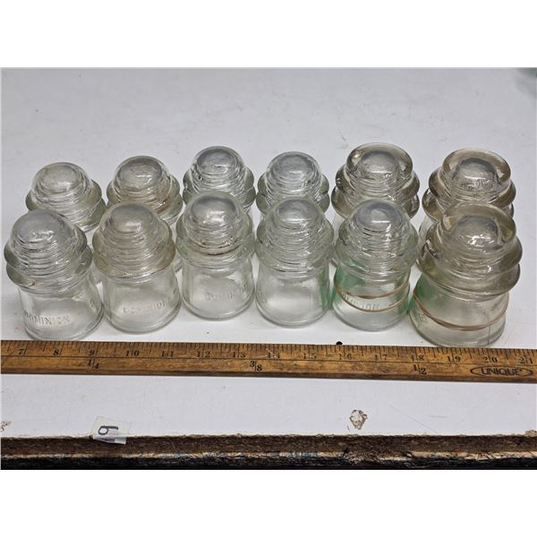 Clear glass insulators- sizes vary