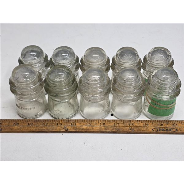 Clear glass insulators- sizes vary