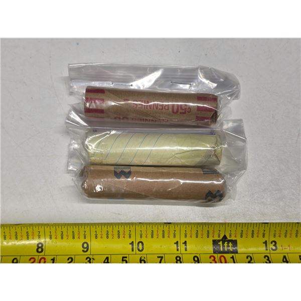 3 rolls of pennies