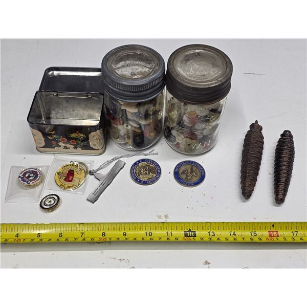 Lot of tolkens, buttons and weights