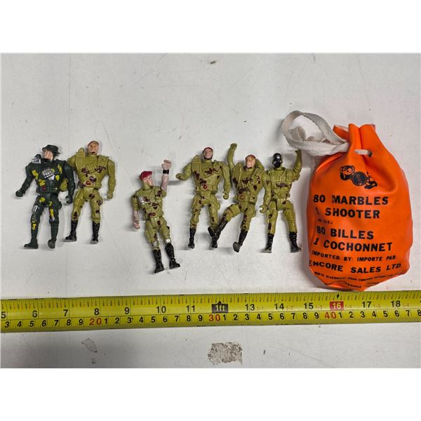 Vintage army men and marbles