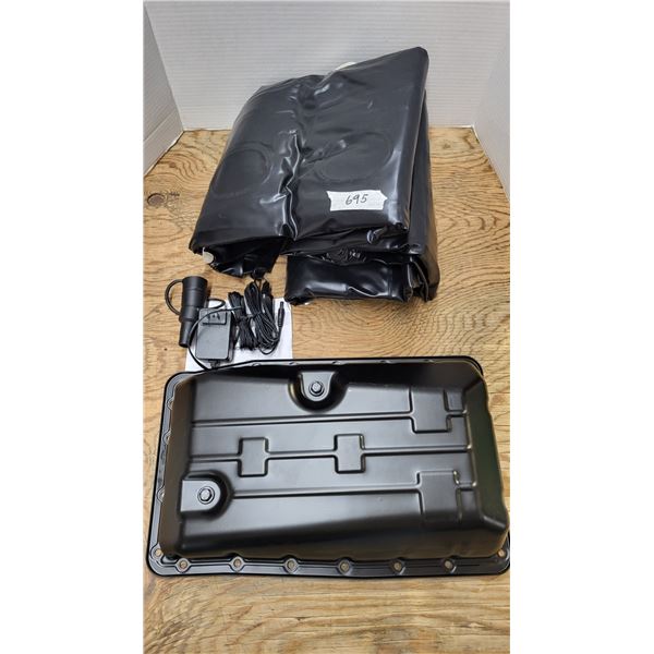 Oil pan and blow up mattress