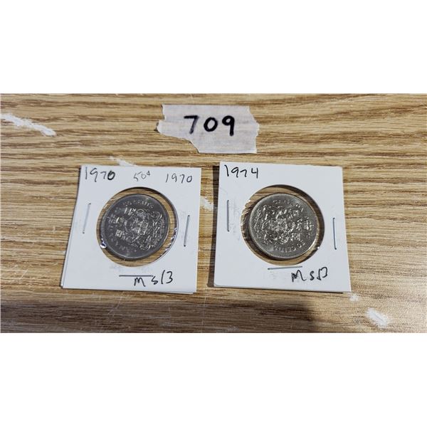 1969 , 1968 .50 cent coins