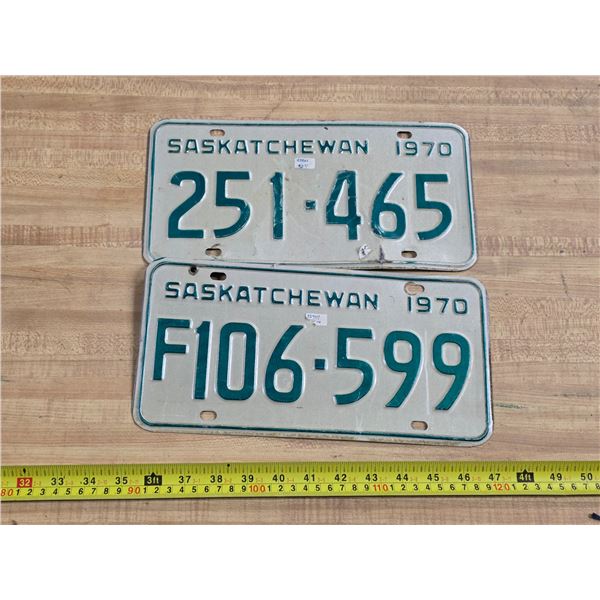 Pair of 1970 Saskatchewan license plates