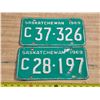 Image 1 : Pair of 1969 Saskatchewan license plates