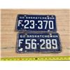 Image 1 : Pair of 1962 Saskatchewan license plates