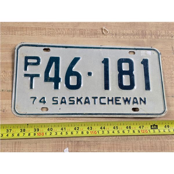 1974 Saskatchewan trailer license plate
