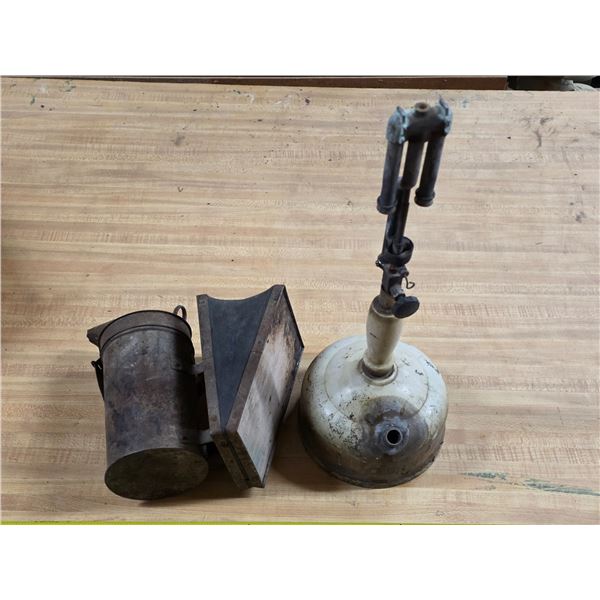 Antique bee smoker and lamp- parts only