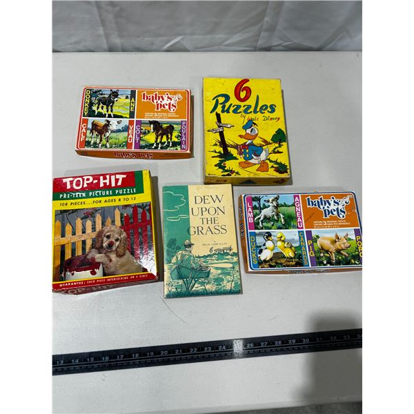 Vintage Puzzles & 1 book