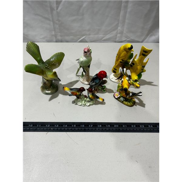Vintage bird ornaments (6) (2 have chips)