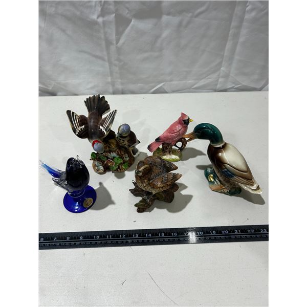 5 Vintage bird ornaments (1 chipped)