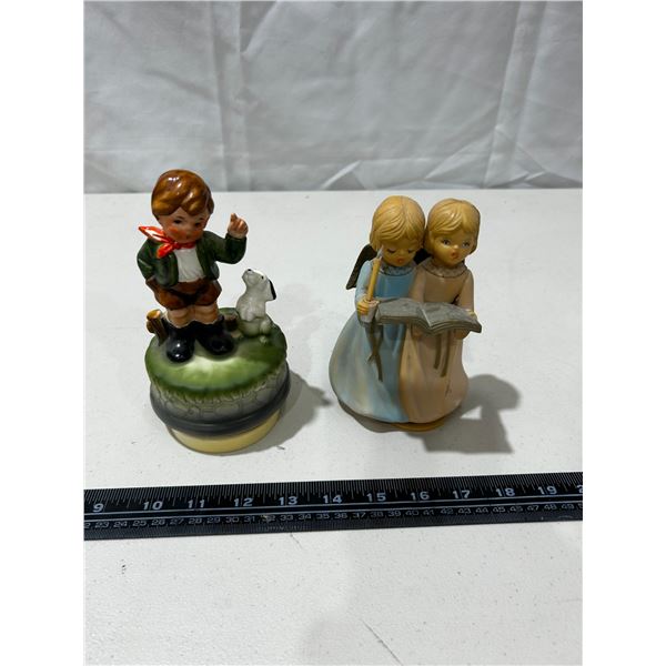 2 Vintage porcelain rotating music boxes