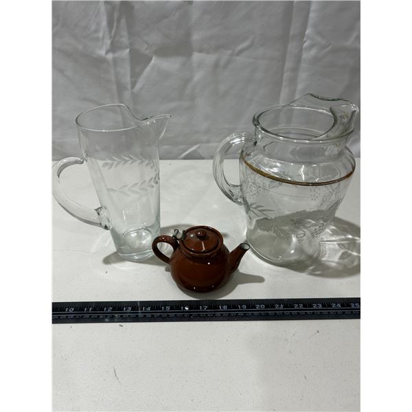 2 Vintage water pitchers & teapot
