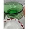 Image 3 : Vitrified Ridgway bowls, saucers & candy dishes (dark green dish has small chip)