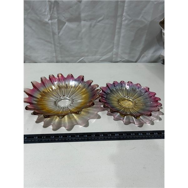 2 Vintage Federal irridescent carnival glass dishes