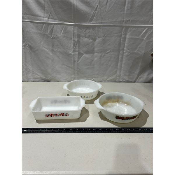 3 Vintage Fire King casserole dishes