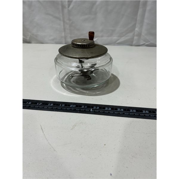 Vintage glass bowl egg beater