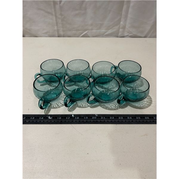 Vintage crackle glass cups - 8 (1 small chip & some flea bites)