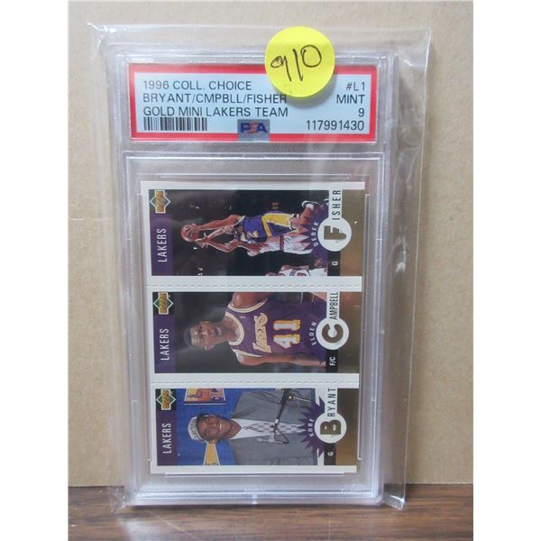 1996 collectors choice #L1 bryant/ cmpbell/ fisher-kobe bryant rookie card PSA9