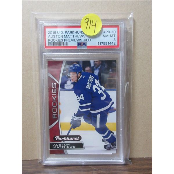 2016 parkhurst #PR-10 auston mattews PSA8 rookie card