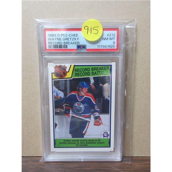 1983 OPC gretzky #212 record breaker PSA8